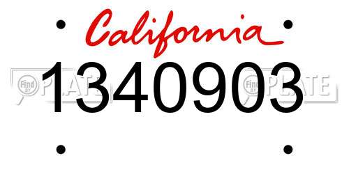 1340903 California License Plate
