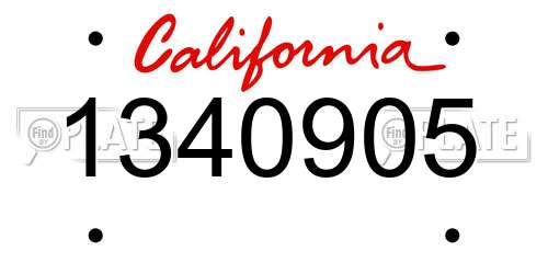 1340905 California License Plate