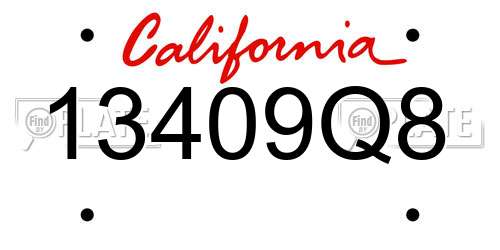 13409Q8 California License Plate