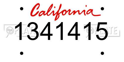 1341415 California License Plate