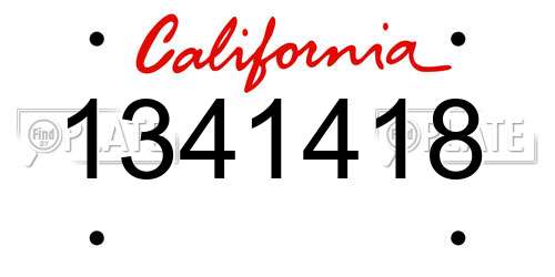 1341418 California License Plate