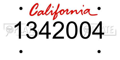 1342004 California License Plate