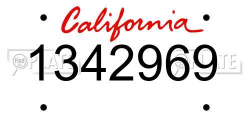 1342969 California License Plate