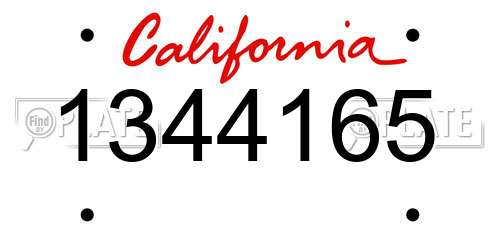 1344165 California License Plate