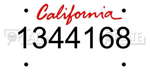 1344168 California License Plate