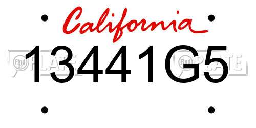 13441G5 California License Plate