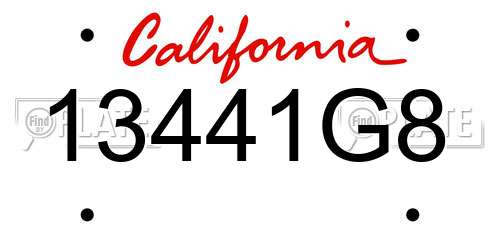 13441G8 California License Plate