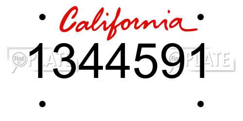 1344591 California License Plate