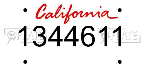 1344611 California License Plate