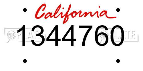 1344760 California License Plate