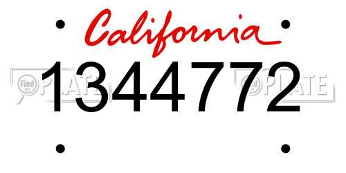 1344772 California License Plate
