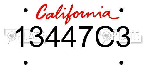13447C3 California License Plate