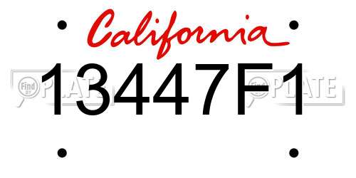 13447F1 California License Plate
