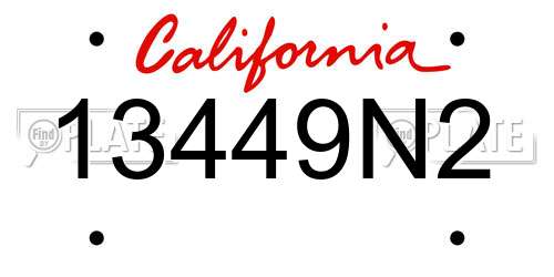 13449N2 California License Plate