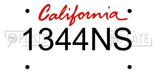 1344NS California License Plate