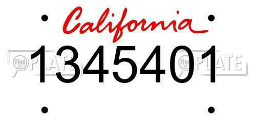 1345401 California License Plate