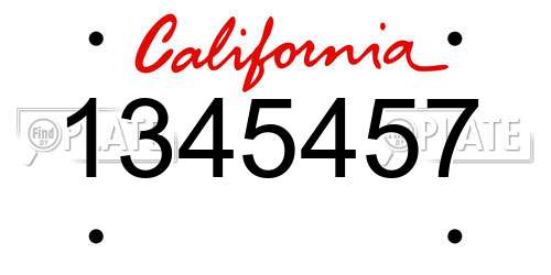 1345457 California License Plate