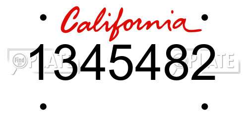 1345482 California License Plate
