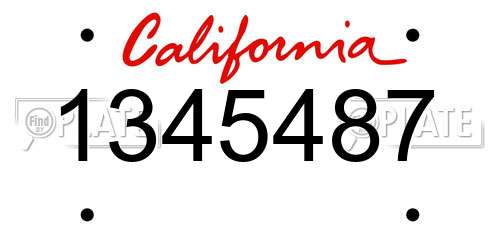 1345487 California License Plate