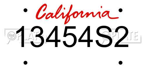 13454S2 California License Plate