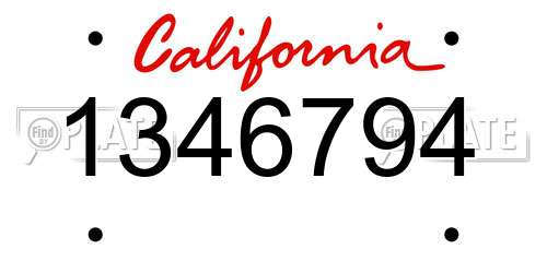 1346794 California License Plate