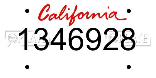 1346928 California License Plate