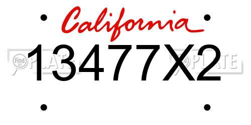 13477X2 California License Plate