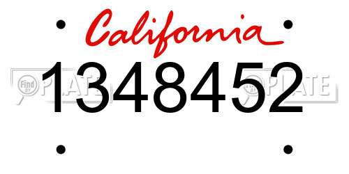 1348452 California License Plate