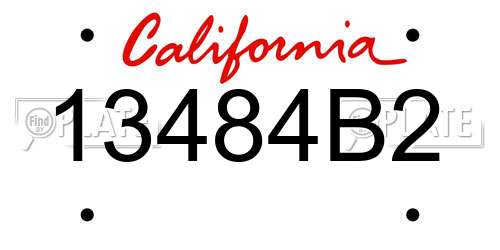 13484B2 California License Plate
