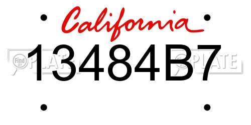 13484B7 California License Plate