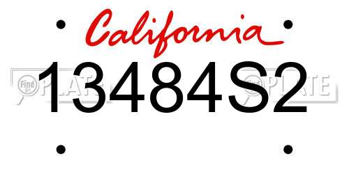 13484S2 California License Plate