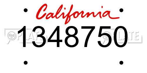 1348750 California License Plate