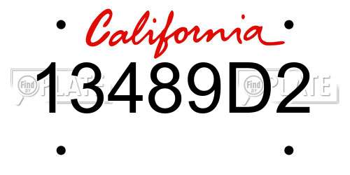 13489D2 California License Plate