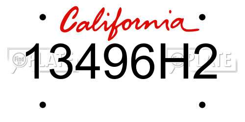 13496H2 California License Plate