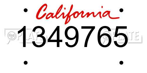 1349765 California License Plate