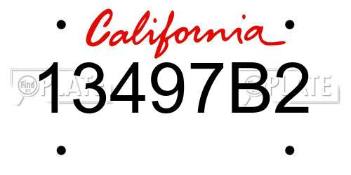 13497B2 California License Plate