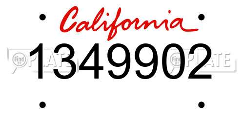 1349902 California License Plate