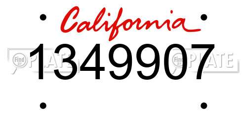 1349907 California License Plate