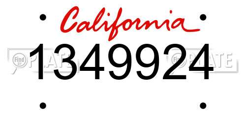 1349924 California License Plate