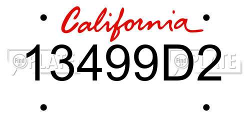 13499D2 California License Plate