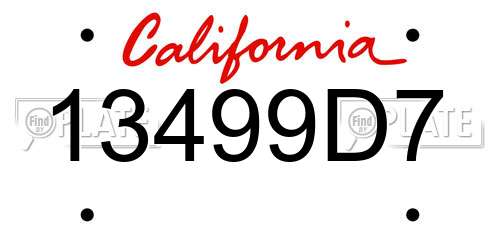 13499D7 California License Plate