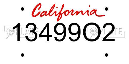 13499O2 California License Plate