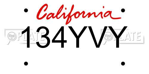 134YVY California License Plate