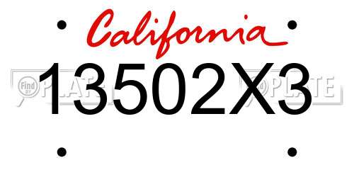 13502X3 California License Plate