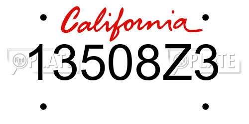13508Z3 California License Plate