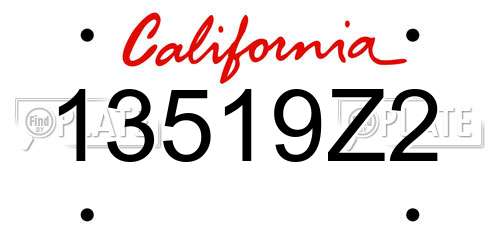 13519Z2 California License Plate