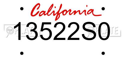 13522S0 California License Plate