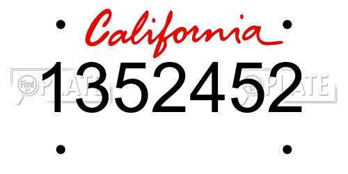 1352452 California License Plate