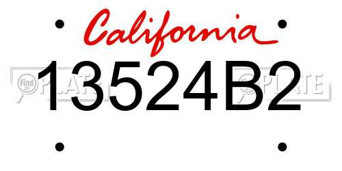 13524B2 California License Plate