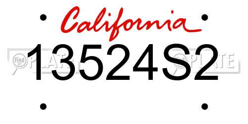 13524S2 California License Plate